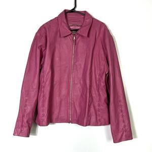 Lucien Piccard Pink Leather Jacket Zip-Up Style 3XL EUC